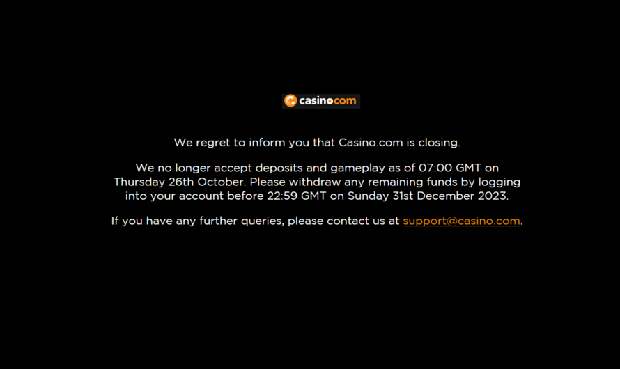 Casino.Com have closed down